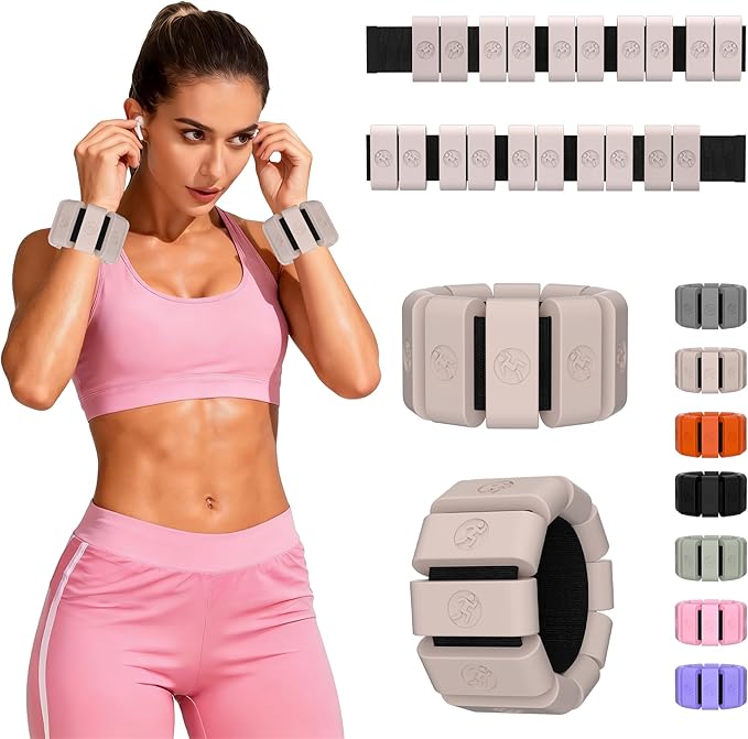 Adjustable Wrist Weights for Women Men, Leg Weights for Women 0.75lb-1lb-1.3lb Each for Walking, Yoga, Dance, Barre, Gym