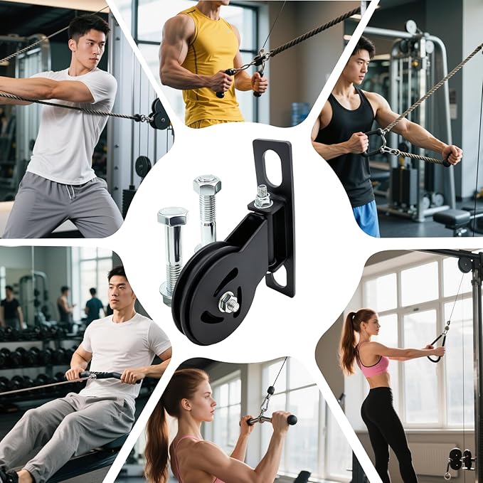 MARLANG Cable Pulley System for Squat Rack 180° Rotating Pulley Attachment M14 Bolts Fits Φ16-26mm Racks Smith Machine,LAT Pulldown & Row Workouts Home Gym Strength Training