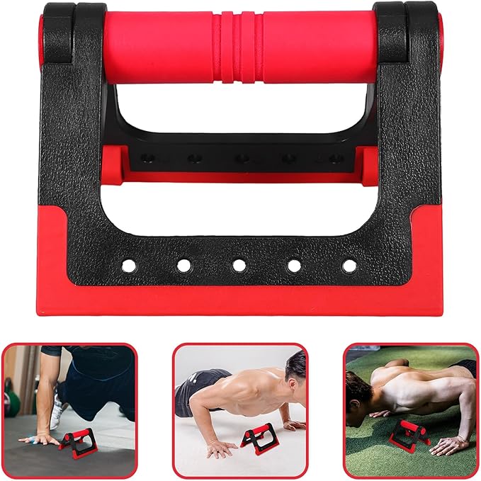 Push-up Bars for Floor and Push-up Rack, 1 Pair Red Rotating Fitness Equipment for Home Gym Strength Training, Suitable for Men and Women