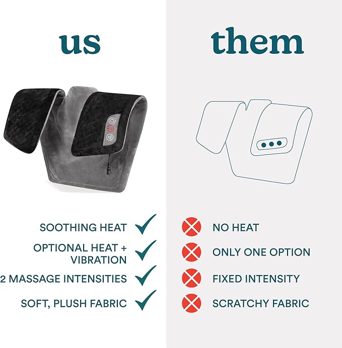 HoMedics Heating Pad, Duel Intensity Vibrating Heated Neck & Shoulder Massage Wrap to Aid & Rejuvenate Sore and Tired Muscles, Black