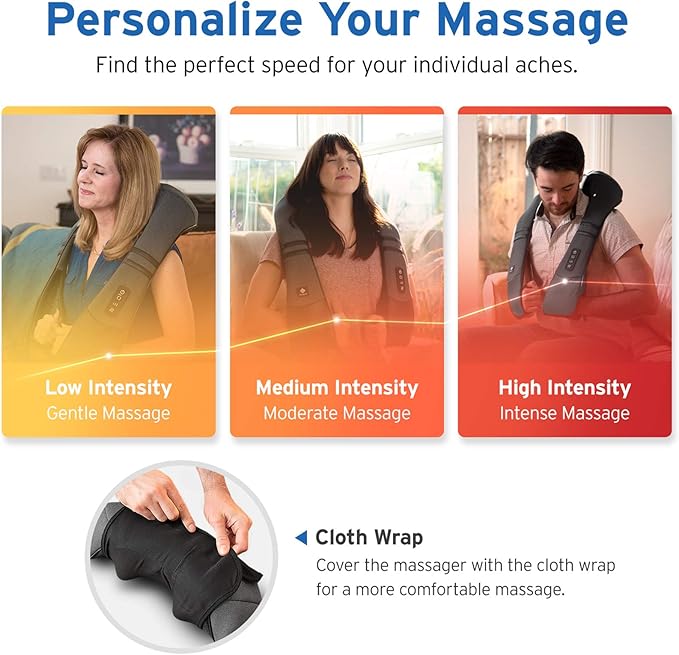Etekcity FSA Eligible Cordless Neck Massager with Heat for Pain Relief Deep Tissue, FSA Wearables, Rechargeable Shiatsu Back Shoulder Massage Tool, Best Gift for Mother, Father, HSA Items