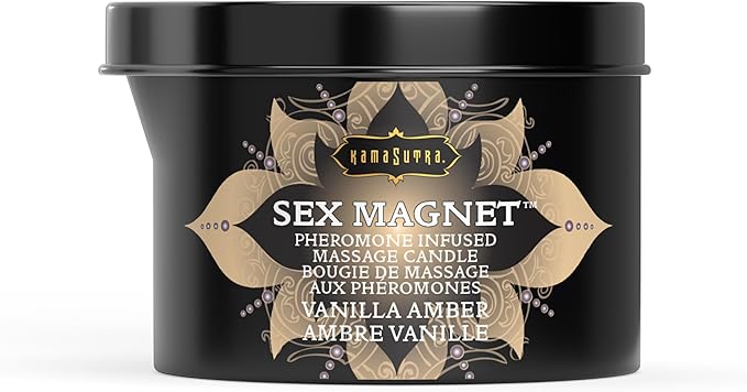 Pheromone Infused Massage Oil Candle for Pure Relaxation- 6oz- Moisturizing Coconut Oil, Essential Oil Blend Body Massage Candle for Home Spa- Amazing Gift for Women & Men (Vanilla Amber) Unisex