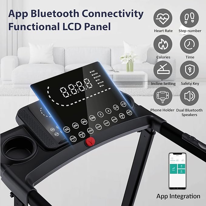 3.5 HP Treadmill with Auto Incline for Home - Heavy Duty Running Treadmill with Handle Bars, Speaker