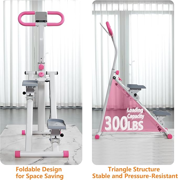 Stair Stepper for Home Gym Folding Vertical Climber Cardio Exercise Machine for Full Body Workout Machine, Adjustable Handlebar & Pedals, 300LBS Load