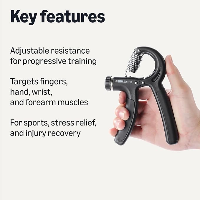 Amazon Basics Grip Strength Trainer Forearm Strengthener 5-Piece Kit, Black