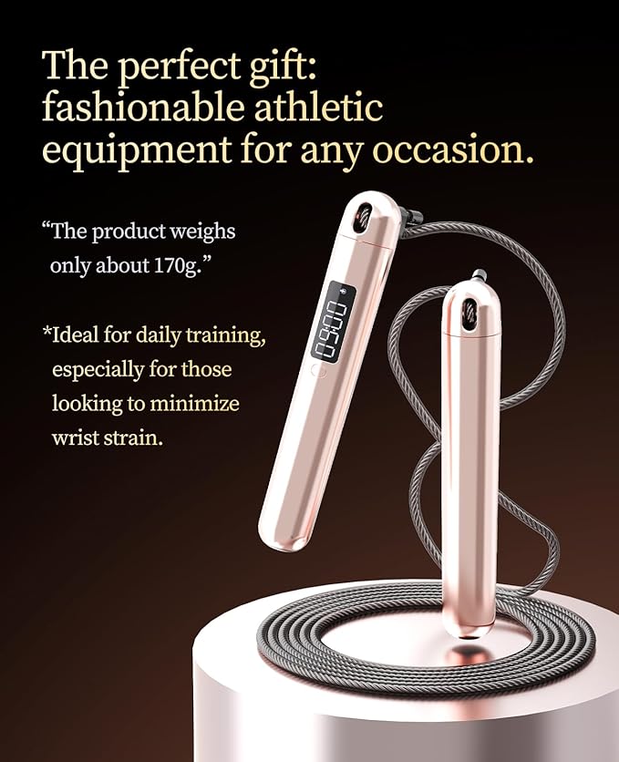 Smart Jump Rope | Accurate Calorie Tracking & 4 Training Modes | Adjustable Steel Wire Rope | Built-in High-Speed Bearings | Type-C Charging | Ideal for Fat Burning, Speed Training & Home Workouts