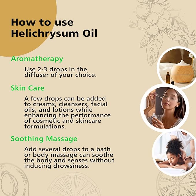Helichrysum Essential Oil, 100% Pure Helichrysum Oil for Skin, Bruising, Body, Spray & DIY- 100ml