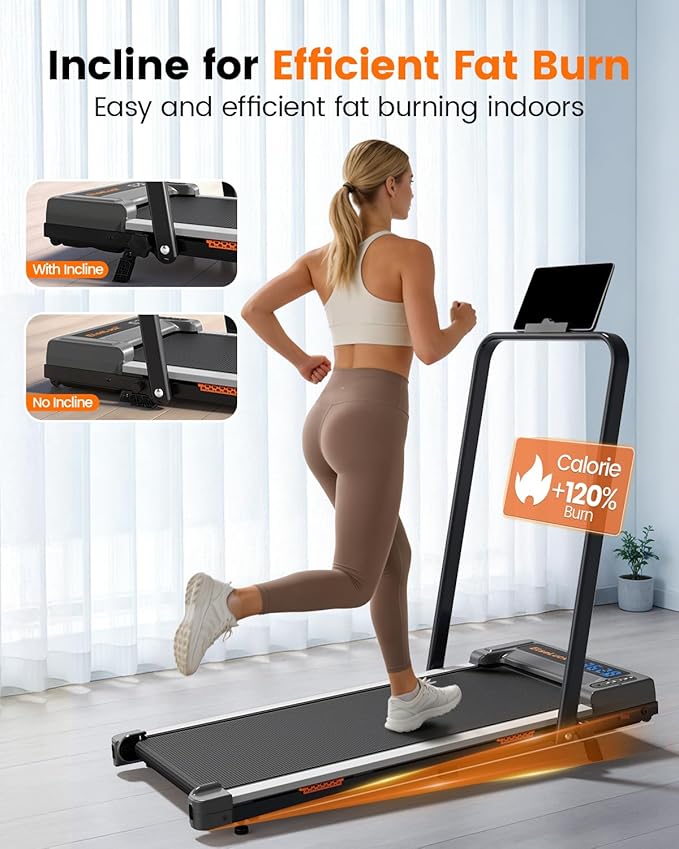 3-in-1 Walking Pad with Incline and Handle Bar, 2.5 HP Quiet Walking Pad Treadmill with 265 LBS Capacity, Portable Under Desk Treadmill, Foldable Treadmills for Home Office