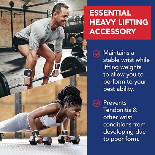 Dr. Arthritis Weight Lifting Wrist Wraps with Thumb Loop, Heavy-Duty Wrist Straps for Weightlifting, Hybrid Training, Olympic Lifts & Calisthenics, Non-Slip Gym Wraps for Men & Women (Black&White)