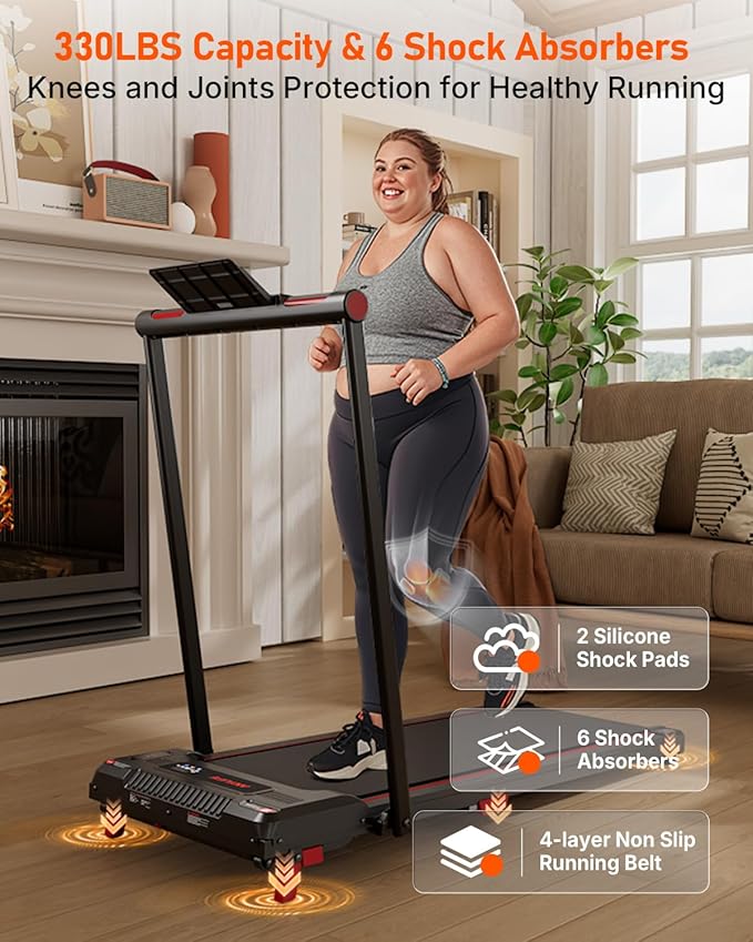 Walking Pad Treadmill, Anylife Incline Walking Pads Under Desk 330lb Capacity, 2.5HP Portable Treadmills for Home, Compact Treadmill Small Running Pad with LED Display, Remote Control