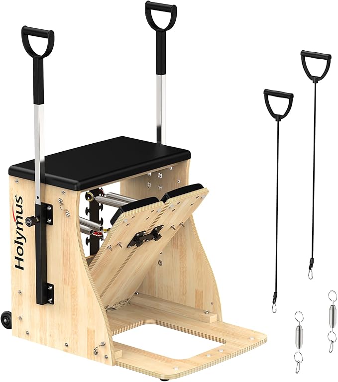 Upgrade Pilates Chair with Handles, Split Pedals, and Resistance Bands, Professional Yoga Chair for Home and Studio Use, Adjustable Resistance Levels
