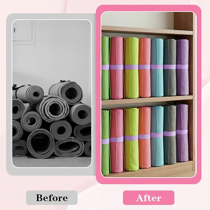 Yoga Mat Strap, One Snap Yoga Mat Slap Band for Keep Mats Tightly Rolled, Elastic One Snap Straps Band