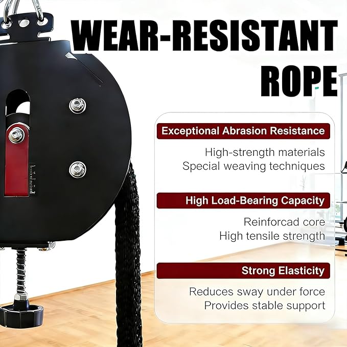 Endless Rope Trainer | Adjustable Resistance Trainer Machine | Suspension Endless Rope Pulley System| Closed-Loop Nylon Rope | Home Gym Infinity Rope for Interval Resistance Training(Red)