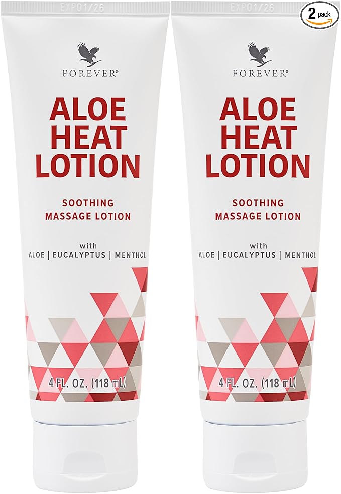 Forever Living - Forever Aloe Heat Lotion with Menthol & Eucalyptus - Skin Nourishment - Vegan-Friendly Formula - 4 fl oz. (Pack of 2)