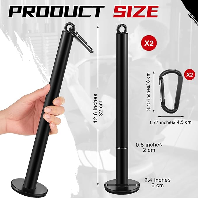 Lasnten 2 Set Weight Loading Pin with Clip Heavy Duty Attachment Fit 1 Inch Weight Plate for LAT Cable Pulley System Gym (Diameter 0.8 Inch)