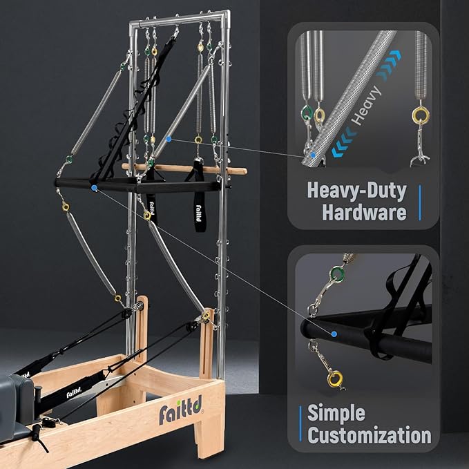 Pilates Reformer,Pilates Reformer Equipment with Reformer Accessories, Reformer Box, Padded Jump Board, Reformer Pilates Machine for Home Workouts
