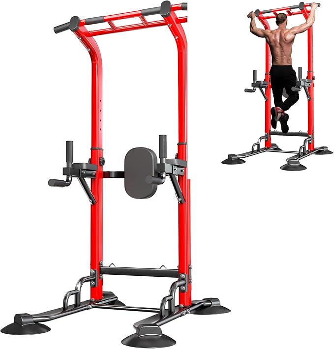 SogesPower Power Tower Pull Up Bar Station, Adjustable Height Pull Up Bar Stand for Home Gym, Multi-Function Pull Up Dip Station Dip Bar Strength Training Workout Equipment