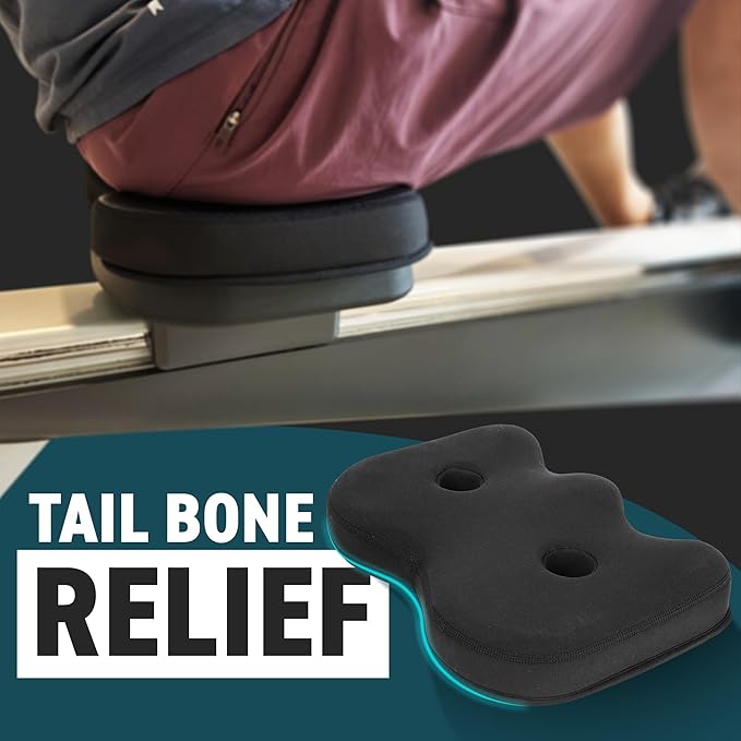 Rowing Machine Seat Cushion Compatible with Concept 2 Rower - Seat Pad for Comfort & Support - Also Fits Hydrow, Peloton & More - Rowing Accessories