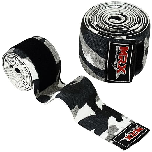 New Weightlifting Knee Wraps for Gym Fitness Training Support Bandages Knee Straps for Squats (Camo Grey)