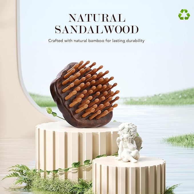 Wooden Scalp Massager for Hair Growth Support, Bamboo Scalp Massager Brush for Head Relaxation, Scalp Stimulation & Hair Oil Distribution, Natural Wooden Massager for Face and Body Care