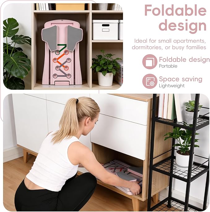 Pilates Board, Foldable Pilates Reformer for Home, Multifunctional Abdominal Trainer, Pilates Machine for Home Workout, Non Slip Lightweight Core Trainer for Plank Crunch Push Up