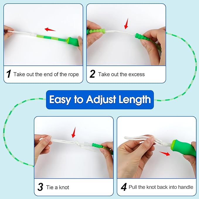 Jump Rope for Kids, 9 Ft Adjustable Jump Ropes for 4 5 6 7 8 10 12, Segmented Soft Beaded Jumping Rope Age 8-12, Tangle Free Skipping Rope for Women Man Fitness Weight Loss