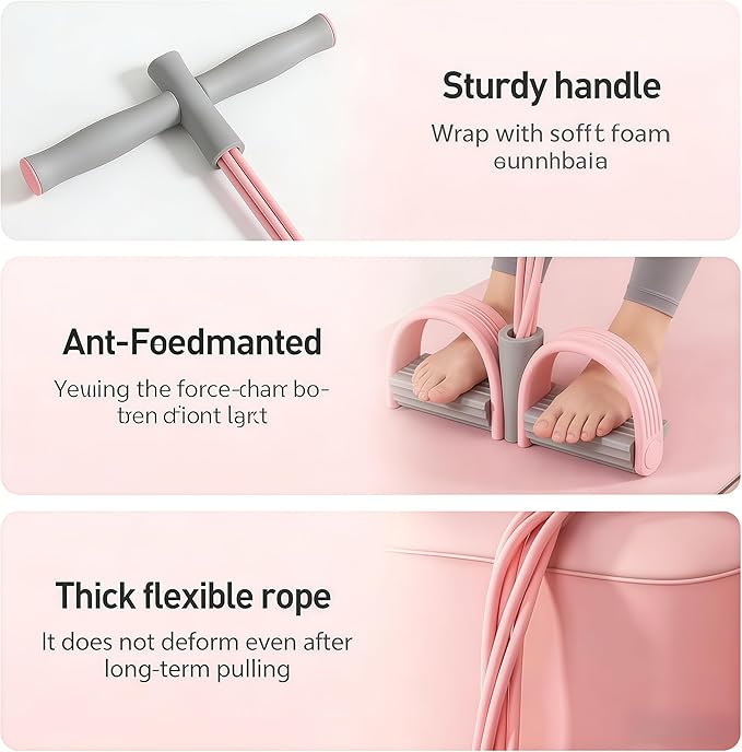 2026 Multifunction Pedal Resistance Band, Resistance Bands with Handles, Natural Rubber Foot Pedal Resistance Bands, for Abdomen/Waist/Arm/Leg Stretching Slimming Training