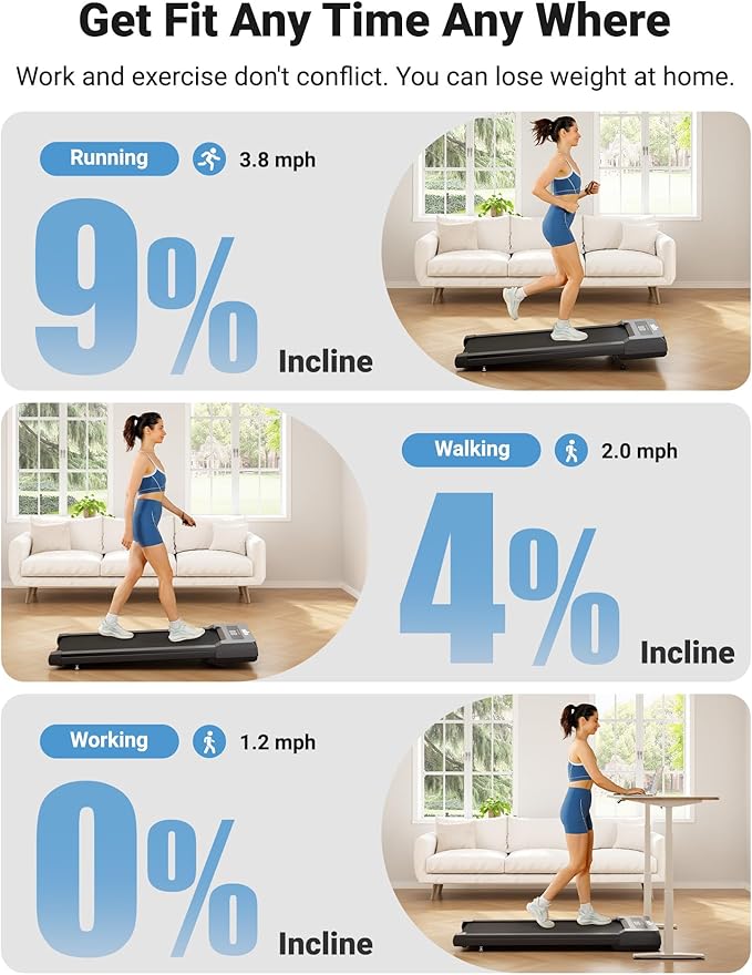THERUN 10% Walking Pad with Auto Incline, Walking Pad for Home and Office, 2.5 HP Brushless Core Portable Under Desk App Walking Pad with Remote Control and LED Display