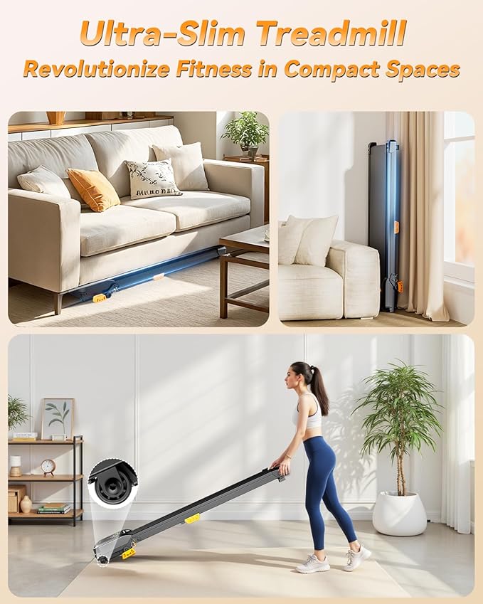 Walking Pad Treadmill, WALKWAKE 8% Incline Walking Pads, Compact Under Desk Treadmill for Home, 330lb Capacity 2.5HP Running Machine for Walking Jogging with LED Display