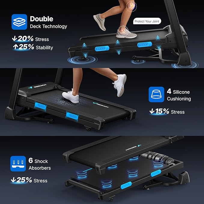 MERACH Incline Treadmill with Incline 6%-15%, 7-Layer Belt 300LBS Capacity Tredmill Foldable Handle Running Treadmills for Home, 0.5-7.5MPH 3.0HP Incline Folding Treadmill LED with APP Threadmill