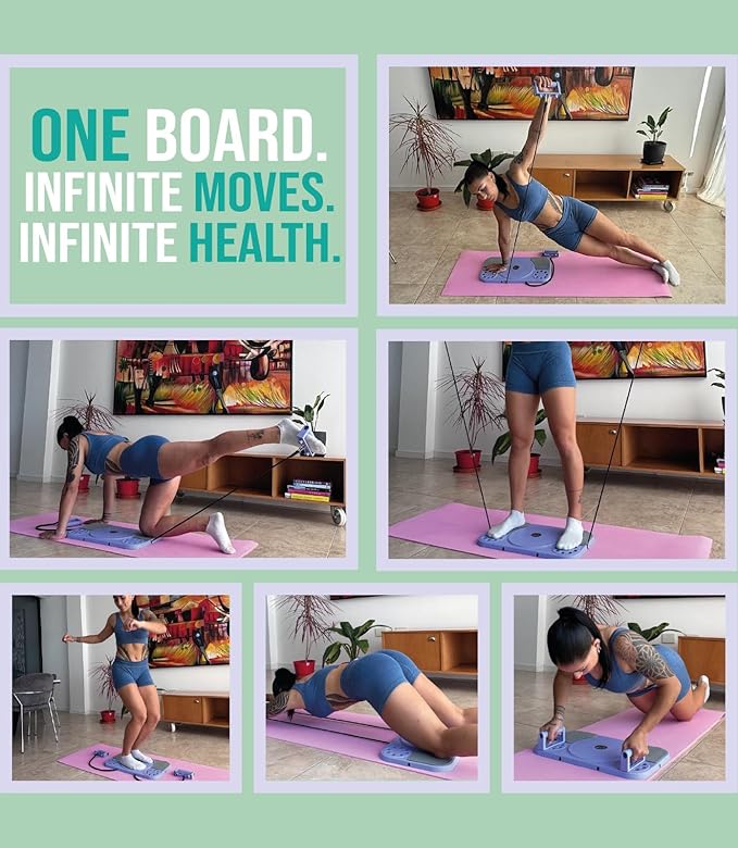 Pilates Board Portable Reformer Set Pilates Kit with Resistance Bands Ball Timer Display for Home Workout Fitness Abs Glutes Women Foldable Multifunction Pilates Machine