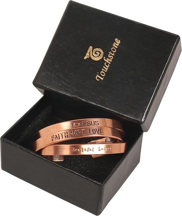 Touchstone copper bracelets | gift for men women |adjustable 100% pure solid real magnetic jewelry | handmade bracelet set combo | rope braided tibetan bangles.