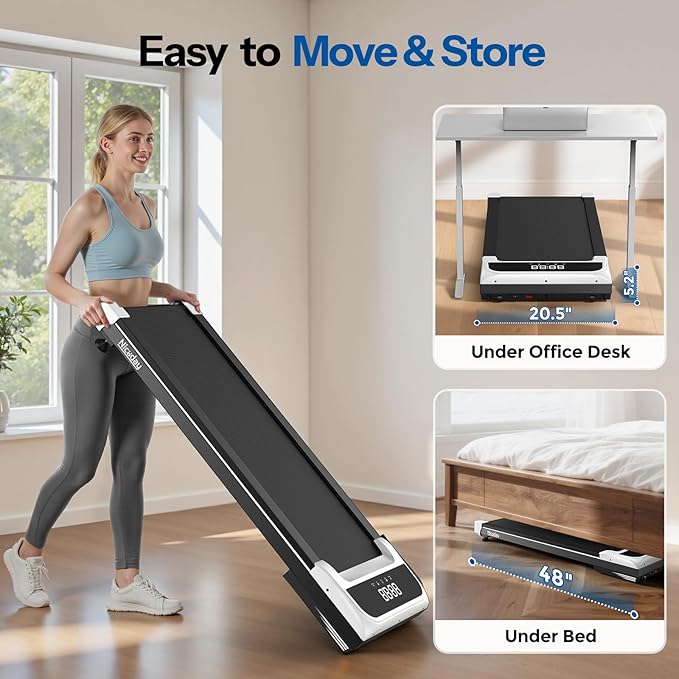 Niceday Walking Pad Treadmill with 10% Auto Incline, 400lbs Capacity, Under Desk Treadmill for Home Office, 16.5" Widened Running Belt, 3HP Super Quiet Brushless, Magnetic Remote & Preset Goals