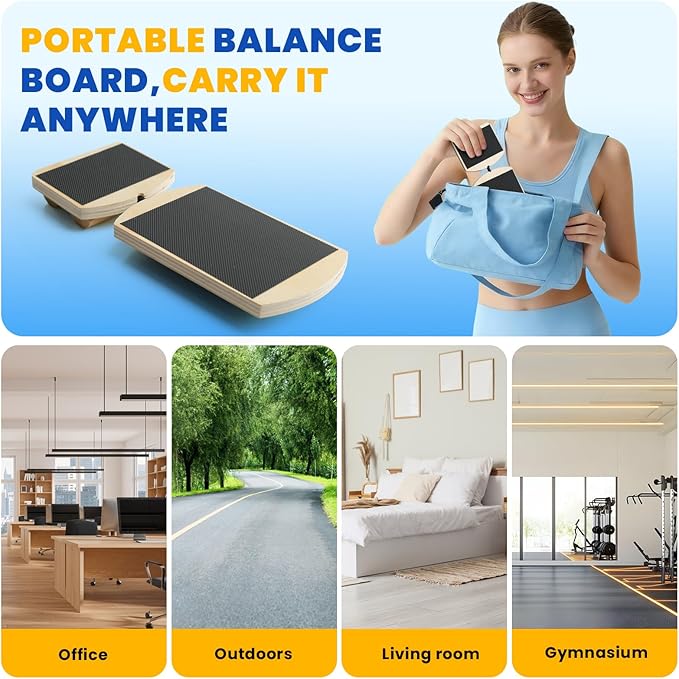 JUMPOW Ankle Balance Board Trainer - Adjustable Axis Board Foot Strengthener, Stability Trainer For Ankle & Leg Exercise, Balance Training, Physical Therapy, Mobility Core Workout At Home Or Gym
