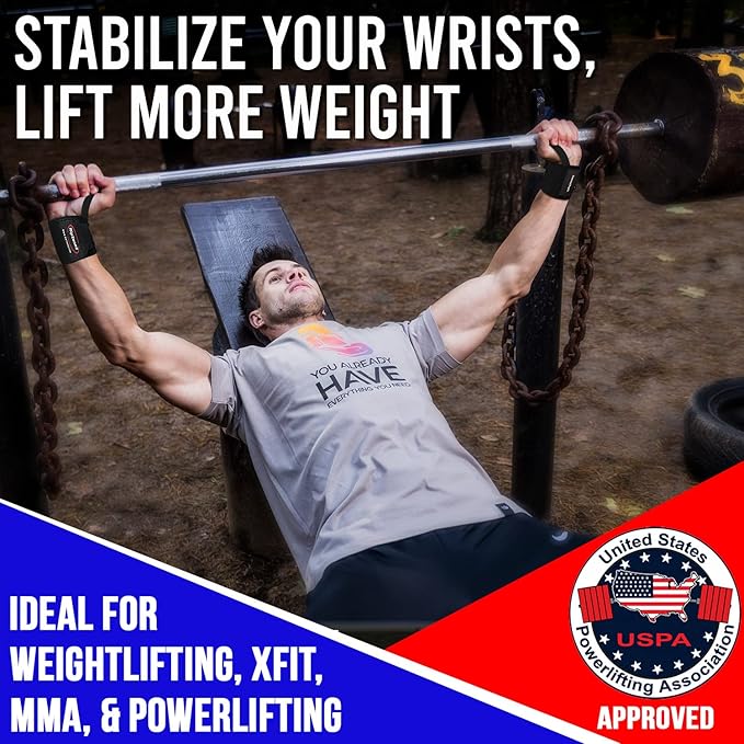 Rip Toned Wrist Wraps for Weightlifting – USPA & USAPL Approved 18" Wrist Straps for Powerlifting – Adjustable, Durable Gym Wraps with Thumb Loop – Quality Support for Men & Women – Gray Camo Flex