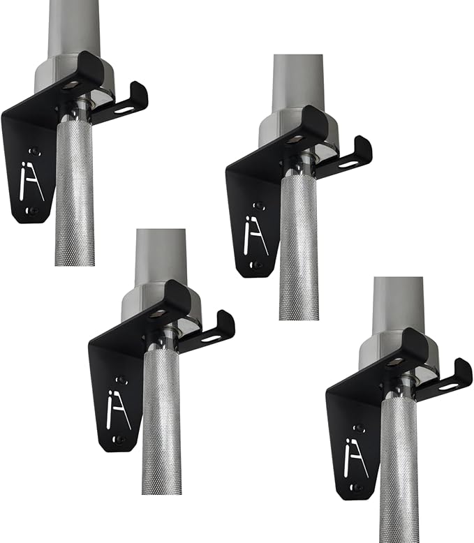 IRON AMERICAN Alpha Barbell Gym Wall Mount Storage 100+ Pound Capacity - Multi-Use Barbell Wall Holder, Barbell Hanger 4.25 x 6.75 x 7.25 Inches - Holds Any Standard Olympic Barbell - Hardware Included