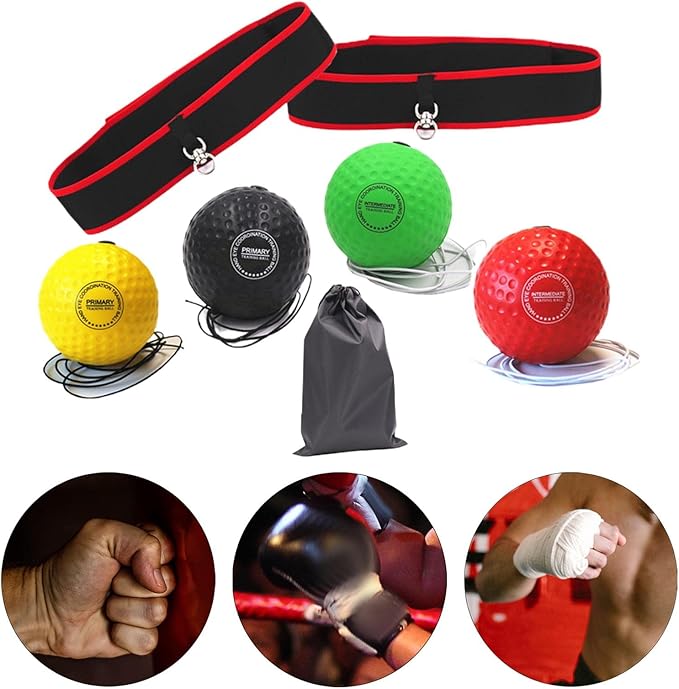 2Pack Boxing Reflex Balls, Boxing Ball Headband Set,Reflex Punching Ball Boxing Equipment Improve Speed and Hand-Eye Coordination for Men, Kids Boxing Equipment