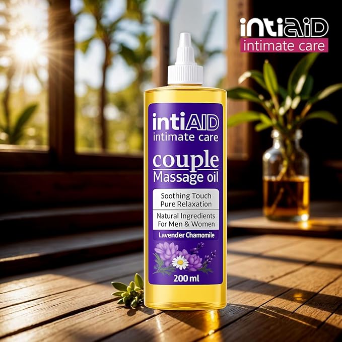Couple Massage Oil with Lavender & Chamomile. Soothing Touch for Pure Relaxation during intimate moments. Nourishing Natural Ingredients like Almond Oil & Vitamin E - 7 Fl Oz