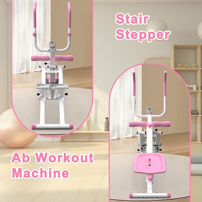 2 in 1 Stair Stepper and Ab Machine,Multifunctional Full Body Workout Machine,dual Track Ab Machine,Upgrade Stairmaster & Ab Trainer Equipment for Home Gym Exercise