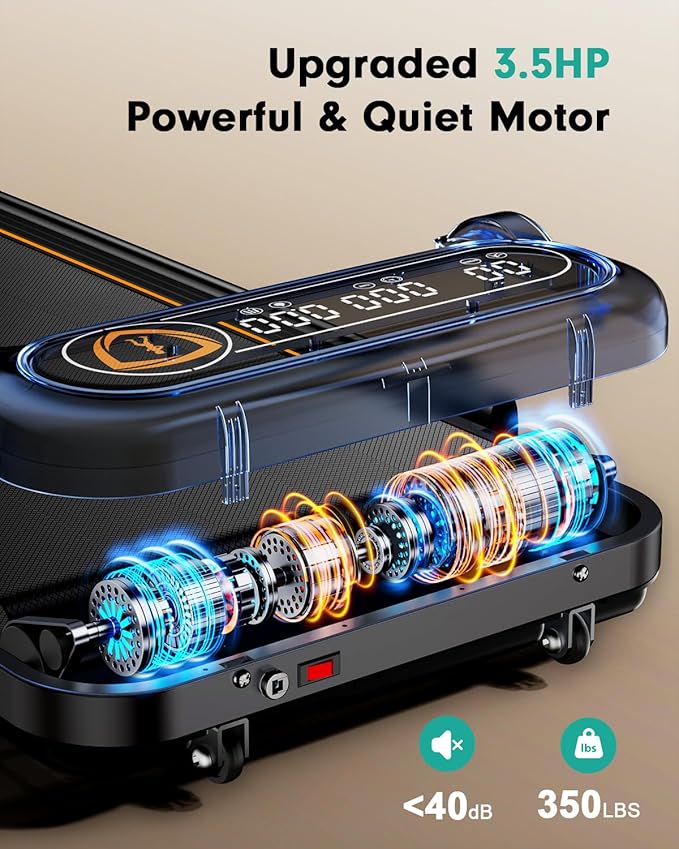 Folding Walking Pad with 15% Incline/RGB Light/Dual Screen Display, 3.5HP Treadmills for Home, Portable Walking Pad Treadmill with Handle Bar and 4 Adjustable Incline, 350lbs Capacity, Smart App