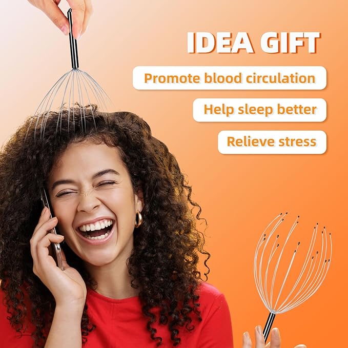 YEZY Head Massager 20 Fingers Head Scratcher Scalp Massager, Back Scratcher, Stocking Stuffers for Scalp Massage Back Massage (Black)