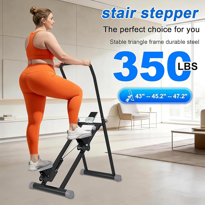 OVER SELF Stair Stepper at Home, Stair Stepper with Handlebar for Full-Body Workout, for Compact Folding Stair Climber with Adjustable Handlebar/Pedal, 350lbs Weight Capacity, Knee-Friendly