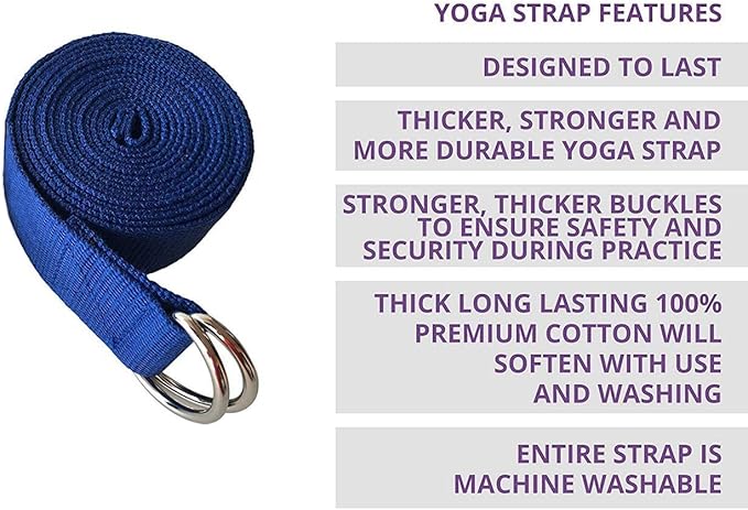 5-Pack Yoga Exercise Adjustable Straps 8Ft OR 10Ft with Durable D-Ring for Pilates & Gym Workouts Yoga Fitness | Hold Poses, Stretch, Improve Flexibility & Maintain Balance