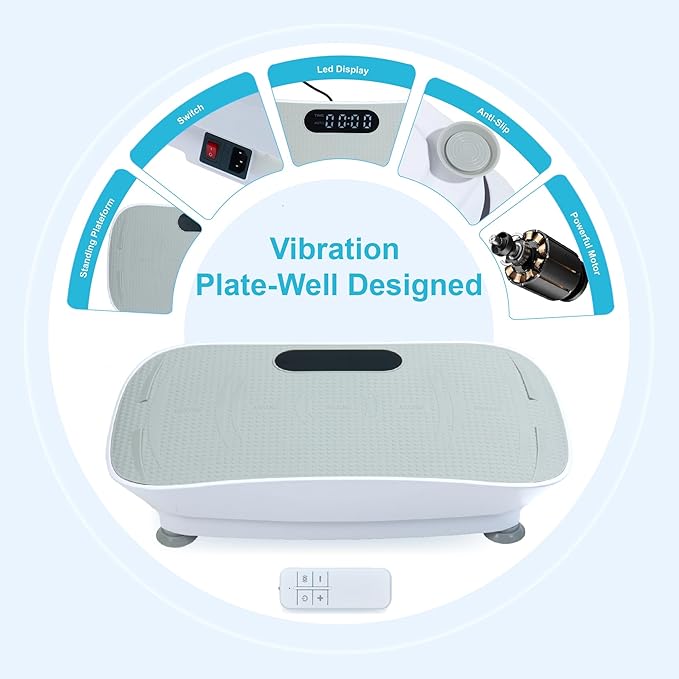 Tidyard Vibration Platform, 10-Frequency Silent Fitness Massage Machine for Weight Loss and Fat Burning, Body Shaker for Unisex, Grey033