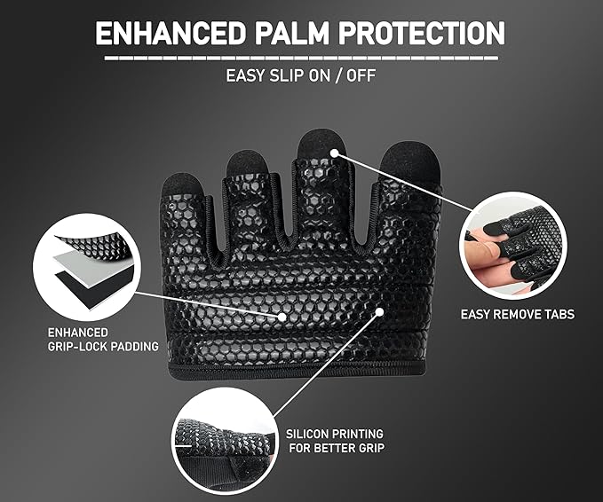 FITNESS FORCE Workout Gloves for Men & Women Partial Weight Lifting Non-Slip Gym Gloves, Lifting Grip for Calluses Guard Fingerless Exercise Gloves with Full Palm Protection