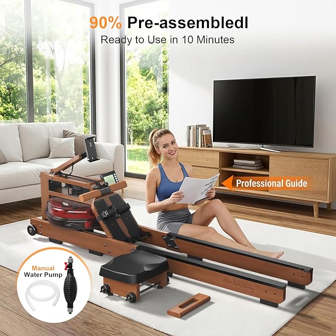 2026update Magnetic Rowing Machines for Home,Rower Machine with 16 Levels,Powerful Silent Magnetic Resistance,350lbs Weight Capacity,LCD Monitor,Silent Rail System,Row Machine for Home Gym Exercise