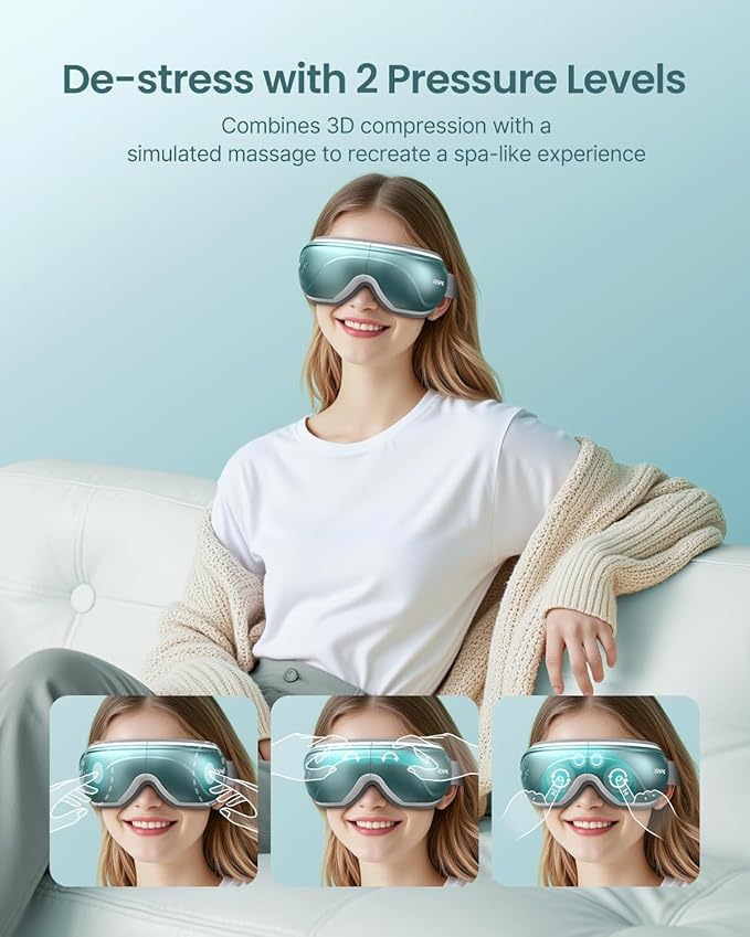 RENPHO Eye Massager with Heat and Cooling, Birthday Gifts for Mom Dad Women Men Heated Eye Mask for Migraine Relief Reduce Strain Improve Sleep Eyeris 2
