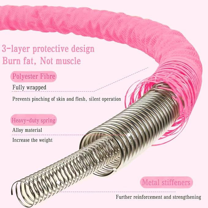 3.2lbs Soft Spring Weighted Fitness Hoop for Adults, Hula-Inspired Core Workout Hoop, Portable & Quiet, Pinch-Free Waist Exercise Design