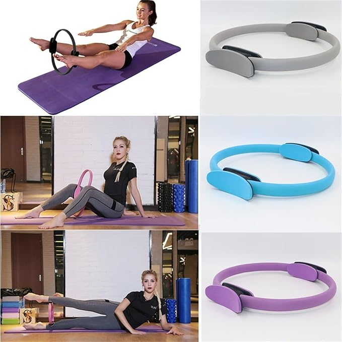 Yoga Pilates Ring Dual Grip Magic Circle - Adjustable Fitness Exercise Ring for Core Strength, Toning & Rehab, Non-Slip Lightweight Body Workout Tool Kit for Home Gym, Yoga, and Pilates (PP)