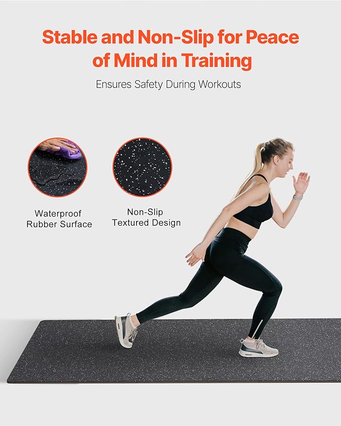 VEVOR 0.56In 100sq.ft 25 Tiles Gym Flooring for Home Gym, Rubber Top with High Density EVA Foam, 25" x 25" Gym Floor Exercise Equipment Mats, Interlocking Gym Mats, Puzzle Workout Mats, Black & White